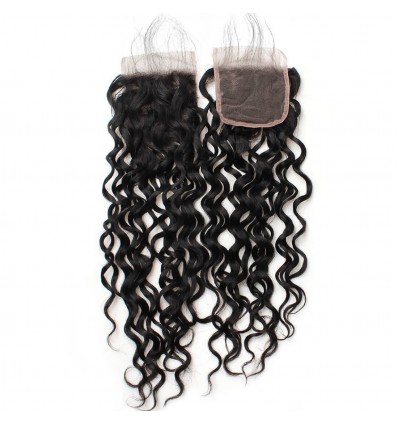 Jada Glueless Water Wave Remy Human Hair Bundles with Swiss Lace Closure