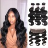 Jada Long Soft Indian Virgin Hair 3 Bundles Body Wave with Lace Frontal