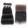 Jada Natural Black Straight Human Hair 3 Bundles with 360 Lace Frontal Closure