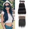 Jada Natural Black Straight Human Hair 3 Bundles with 360 Lace Frontal Closure