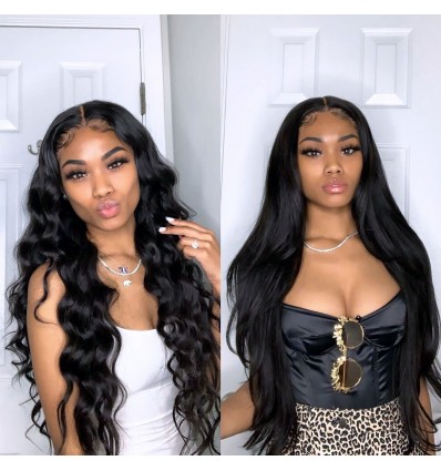 Jada Long Straight Black Human Hair 4 Bundle Loose Deep Wave with Closure