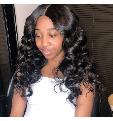 Jada Virgin Peruvian Loose Wave 3 Bundles with 13*4 Ear To Ear Lace Frontal Closure