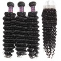 Jada Cheap Natural Brazilian Deep Wave Hair Bundles with Lace Closure