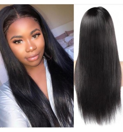 Jada Malaysian Human Virgin Straight Black Hair 360 Lace Front Wigs